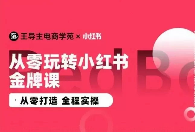 王导主·小红书电商运营实操课，​从零打造  全程实操 - 淘客掘金网-淘客掘金网