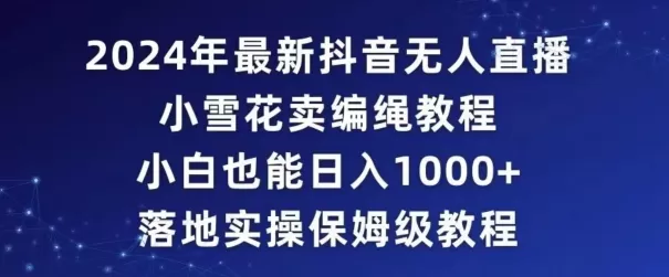 2024年抖音最新无人直播小雪花卖编绳项目，小白也能日入1000+落地实操保姆级教程 - 淘客掘金网-淘客掘金网