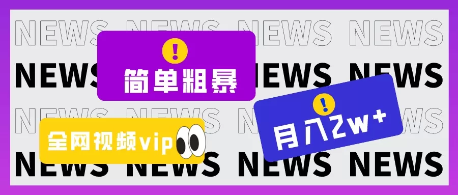 简单粗暴零成本，高回报，全网视频VIP掘金项目，月入2万＋ - 淘客掘金网-淘客掘金网