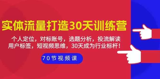 实体流量打造30天训练营：个人定位，对标账号，选题分析，投流解读（70节） - 淘客掘金网-淘客掘金网