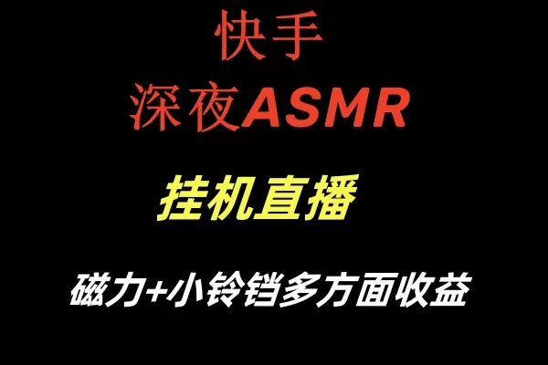 快手深夜ASMR挂机直播磁力+小铃铛多方面收益 - 淘客掘金网-淘客掘金网