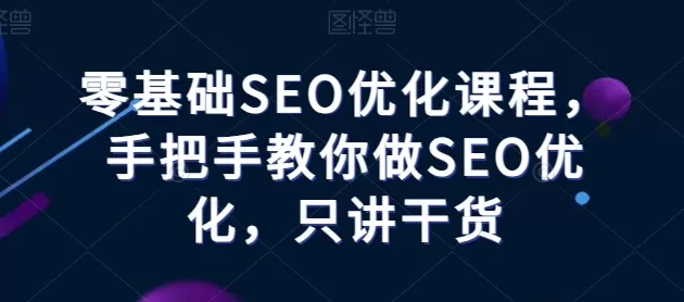 零基础SEO优化课程，手把手教你做SEO优化，只讲干货 - 淘客掘金网-淘客掘金网