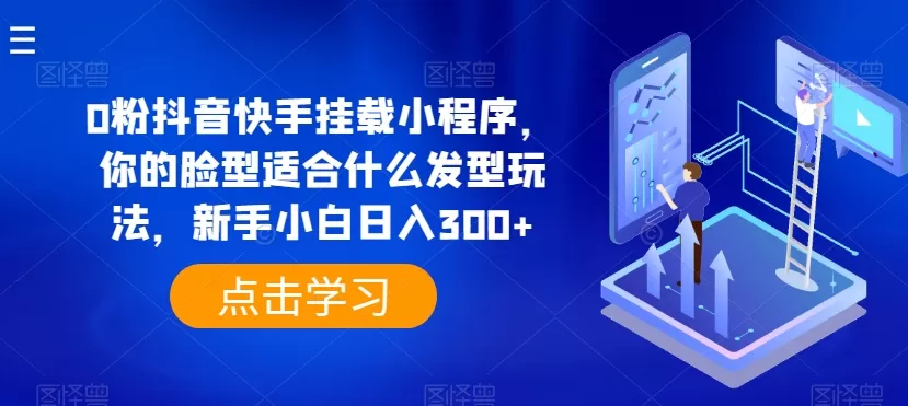 0粉抖音快手挂载小程序，你的脸型适合什么发型玩法，新手小白日入300+ - 淘客掘金网-淘客掘金网