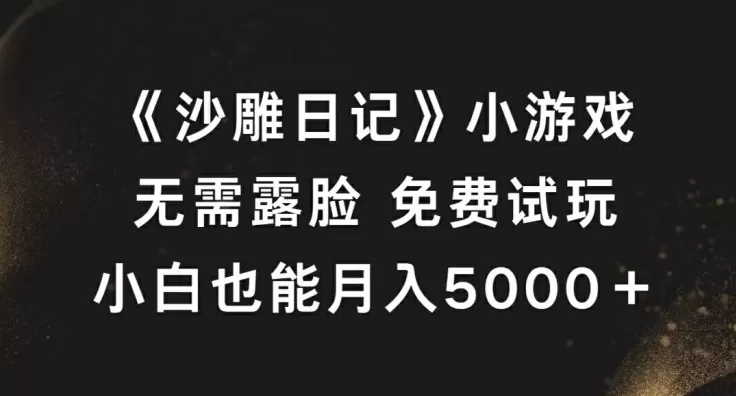 《沙雕日记》小游戏，无需露脸免费试玩，小白也能月入5000+ - 淘客掘金网-淘客掘金网