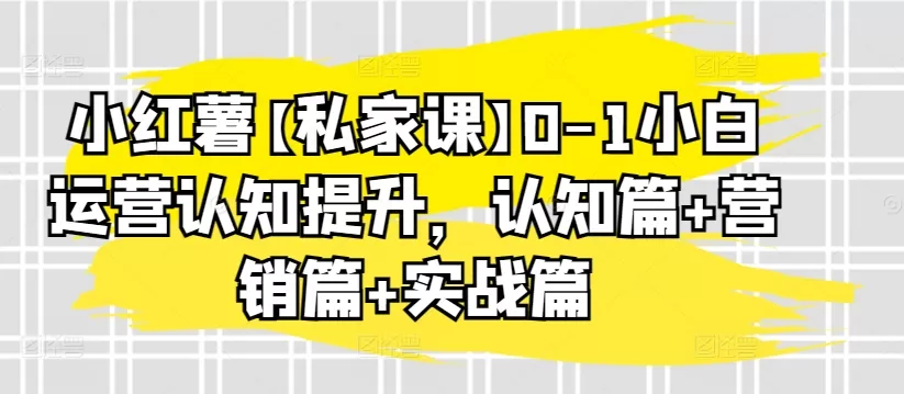 小红薯【私家课】0-1小白运营认知提升，认知篇+营销篇+实战篇 - 淘客掘金网-淘客掘金网