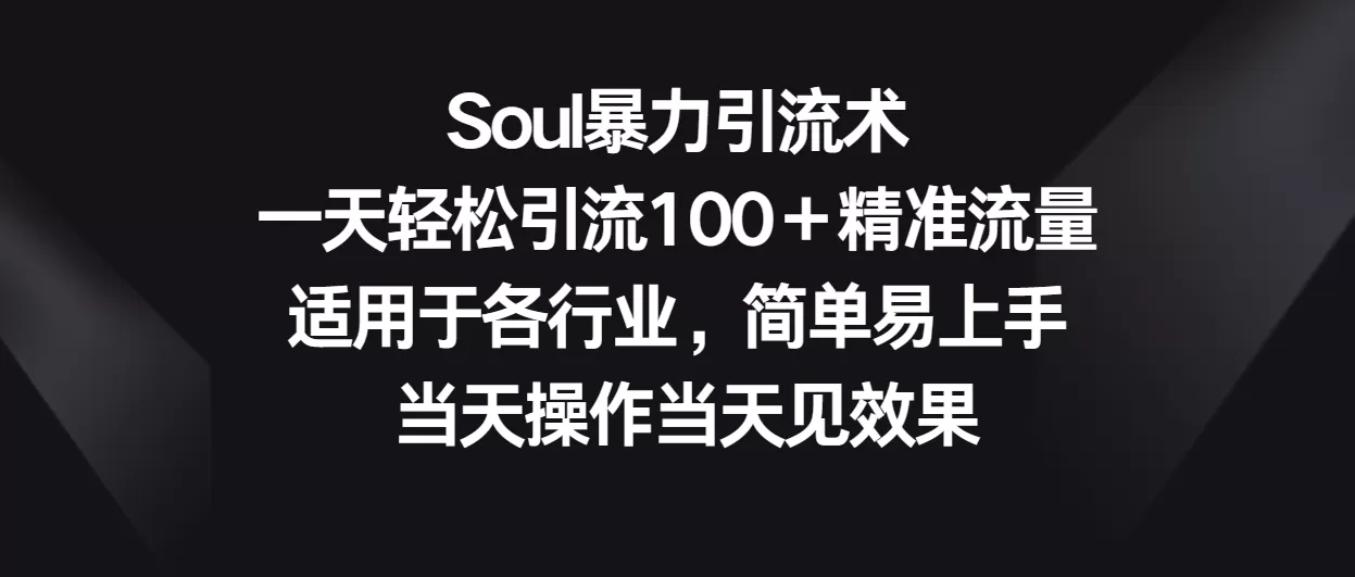 Soul暴力引流术，一天轻松引流100＋精准流量，适用于各行业，简单易上手！ - 淘客掘金网-淘客掘金网