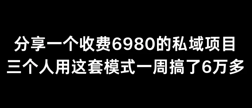 分享一个外面卖6980的私域项目三个人用这套模式一周搞了6万多 - 淘客掘金网-淘客掘金网