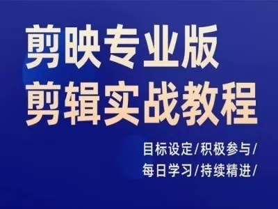 剪映专业版剪辑实战教程，目标设定/积极参与/每日学习/持续精进 - 淘客掘金网-淘客掘金网