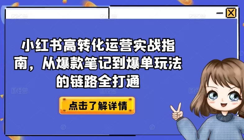 小红书高转化运营实战指南，从爆款笔记到爆单玩法的链路全打通 - 淘客掘金网-淘客掘金网