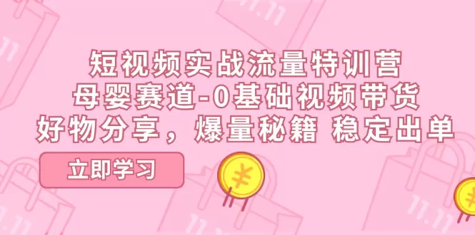 短视频实战流量特训营，母婴赛道-0基础带货，好物分享，爆量秘籍 稳定出单 - 淘客掘金网-淘客掘金网