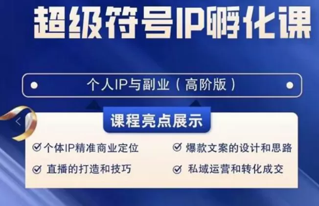 超级符号IP孵化高阶课，建立流量思维底层逻辑，打造属于自己IP（51节课） - 淘客掘金网-淘客掘金网