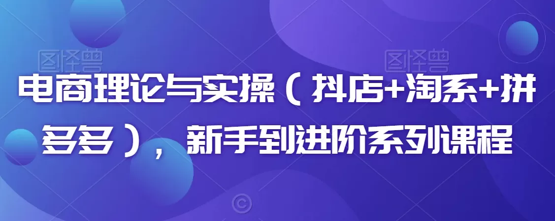 电商理论与实操（抖店+淘系+拼多多），新手到进阶系列课程 - 淘客掘金网-淘客掘金网