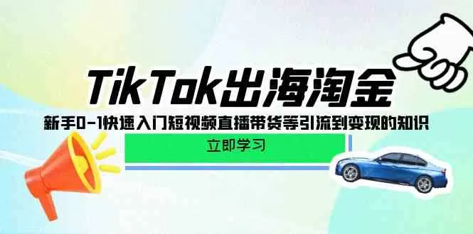 TikTok出海淘金，新手0-1快速入门短视频直播带货等引流到变现的知识 - 淘客掘金网-淘客掘金网