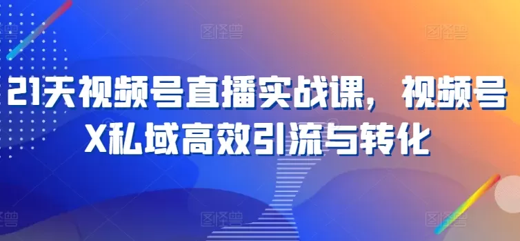 21天视频号直播实战课，视频号X私域高效引流与转化 - 淘客掘金网-淘客掘金网