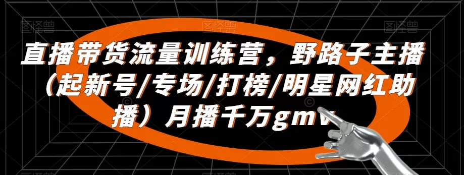 直播带货流量训练营，​野路子主播（起新号/专场/打榜/明星网红助播）月播千万gmv - 淘客掘金网-淘客掘金网