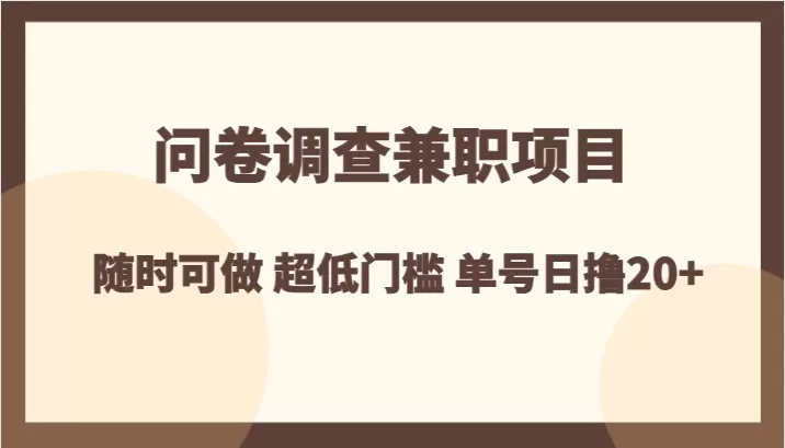 问卷调查兼职项目，随时可做 超低门槛 单号日撸20+ - 淘客掘金网-淘客掘金网