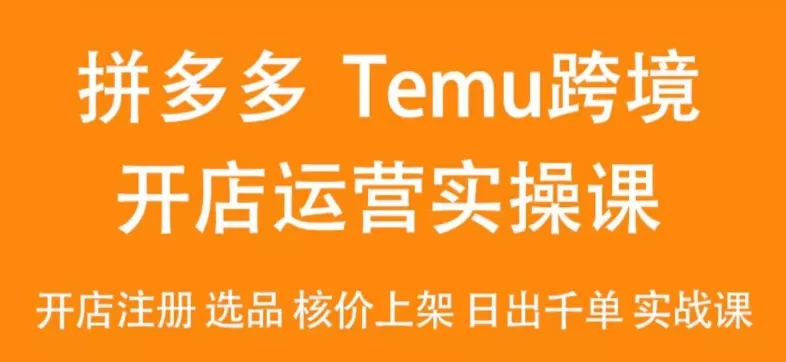 2024Temu最新玩法，Temu跨境开店运营实操课，开店注册/选品/核价上架/日出千单实战课 - 淘客掘金网-淘客掘金网