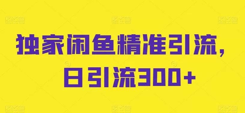 独家闲鱼精准引流，日引流300+ - 淘客掘金网-淘客掘金网