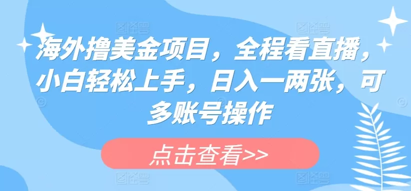 海外撸美金项目，全程看直播，小白轻松上手，日入一两张，可多账号操作 - 淘客掘金网-淘客掘金网