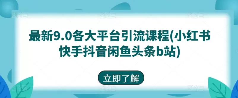 最新9.0各大平台引流课程(小红书快手抖音闲鱼头条b站) - 淘客掘金网-淘客掘金网