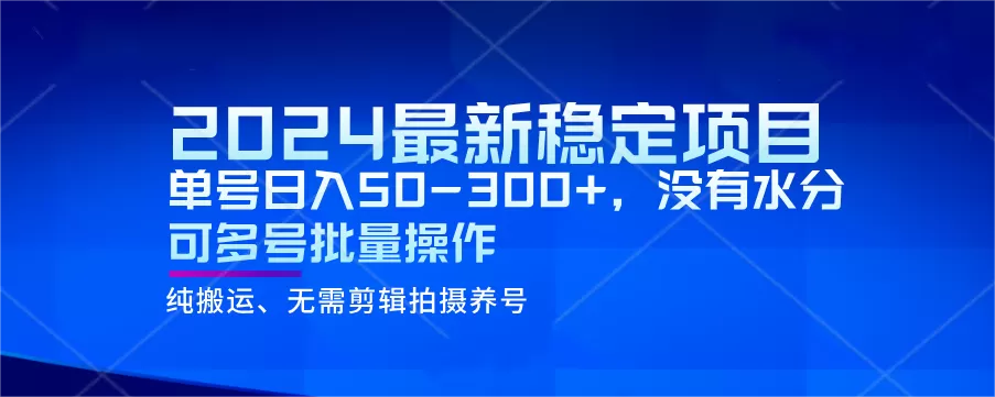 2024最新稳定风口项目，单号日入50-300+，没有水分 可多号批量操作 - 淘客掘金网-淘客掘金网