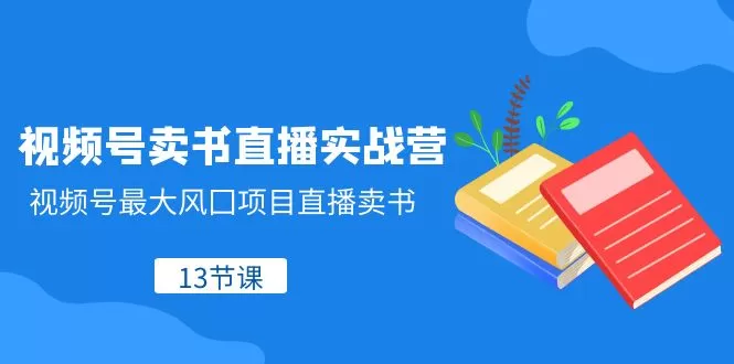 视频号卖书直播实战营，视频号最大风囗项目直播卖书（13节课） - 淘客掘金网-淘客掘金网