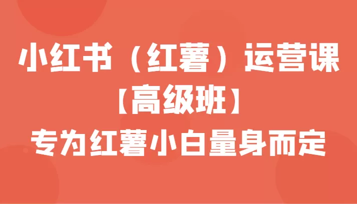 小红书（红薯）运营课【高级班】，专为红薯小白量身而定（42节课） - 淘客掘金网-淘客掘金网