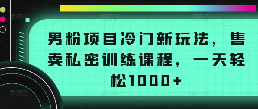 男粉项目冷门新玩法，售卖私密训练课程，一天轻松1000+ - 淘客掘金网-淘客掘金网