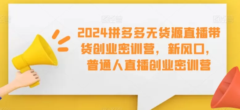 2024拼多多无货源直播带货创业密训营，新风口，普通人直播创业密训营 - 淘客掘金网-淘客掘金网