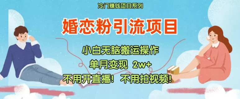 小红书婚恋粉引流，不用开直播，不用拍视频，不用做交付 - 淘客掘金网-淘客掘金网