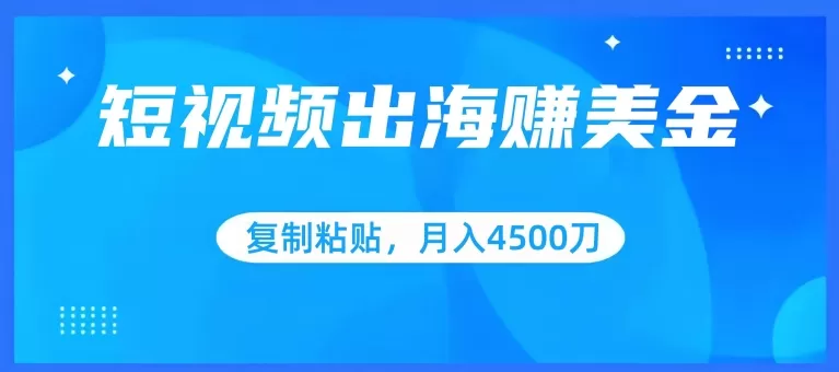 短视频出海赚美金，复制粘贴批量操作，小白轻松掌握，月入4500美刀 - 淘客掘金网-淘客掘金网