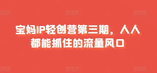 宝妈IP轻创营第三期，人人都能抓住的流量风口 - 淘客掘金网-淘客掘金网