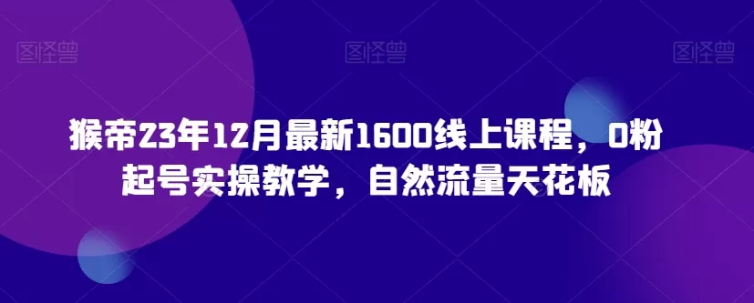 猴帝23年12月最新1600线上课程，0粉起号实操教学，自然流量天花板 - 淘客掘金网-淘客掘金网