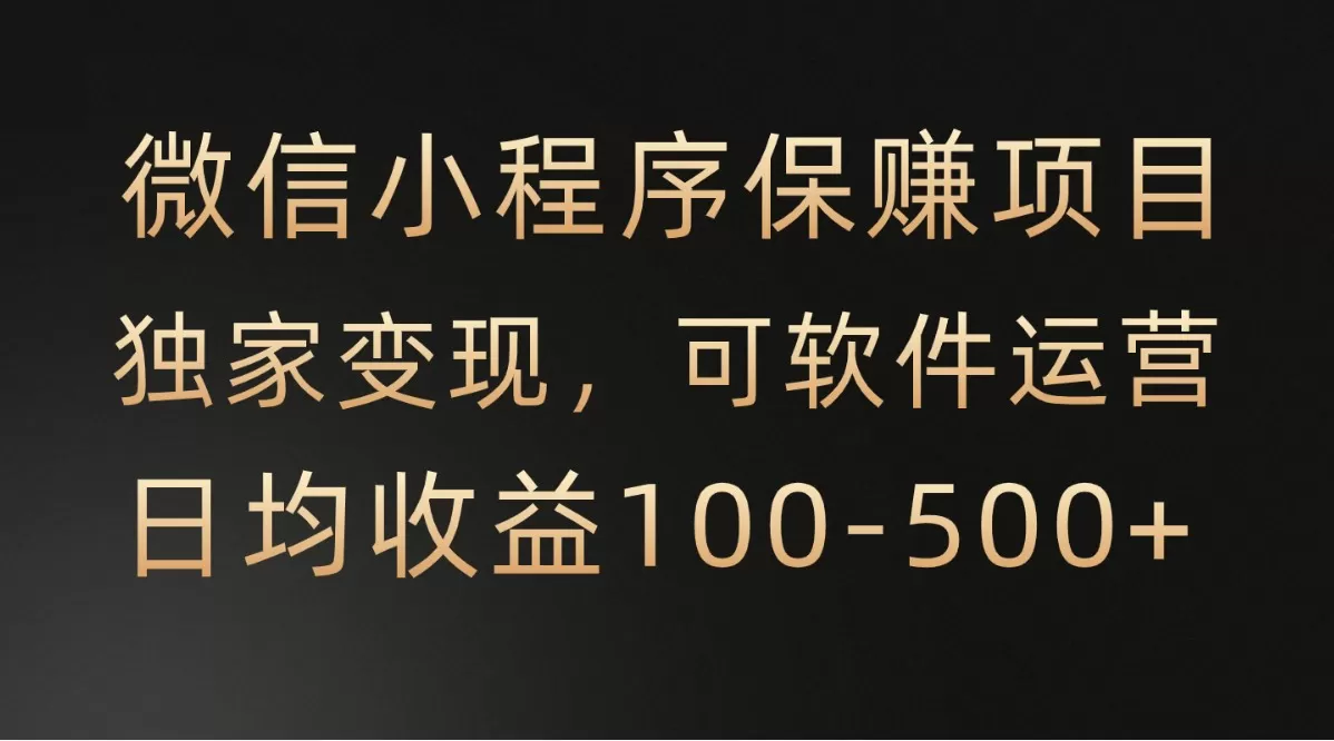 微信小程序，腾讯保赚项目，可软件自动运营，日均100-500+收益有保障 - 淘客掘金网-淘客掘金网