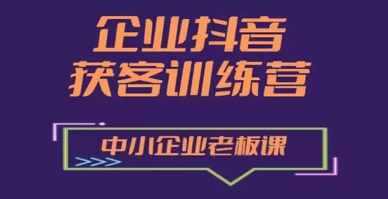 企业抖音营销获客增长训练营，中小企业老板必修课 - 淘客掘金网-淘客掘金网