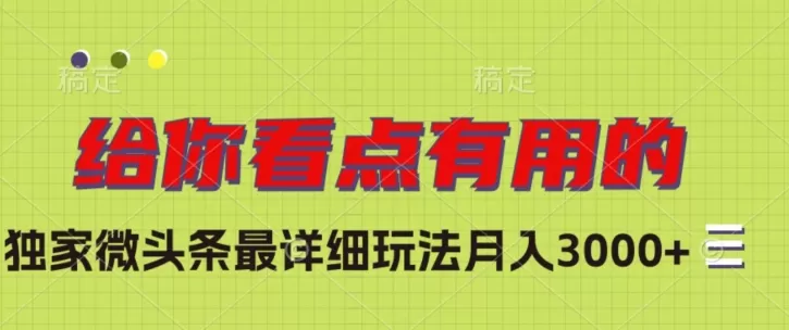 独家微头条最详细玩法，月入3000+【揭秘】 - 淘客掘金网-淘客掘金网