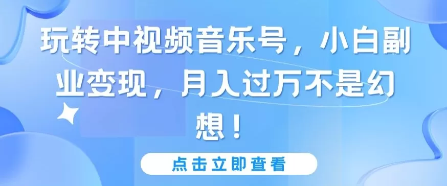 玩转中视频音乐号，小白副业变现，月入过万不是幻想 - 淘客掘金网-淘客掘金网