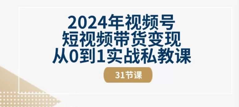 2024年视频号短视频带货变现从0到1实战私教课(31节视频课) - 淘客掘金网-淘客掘金网