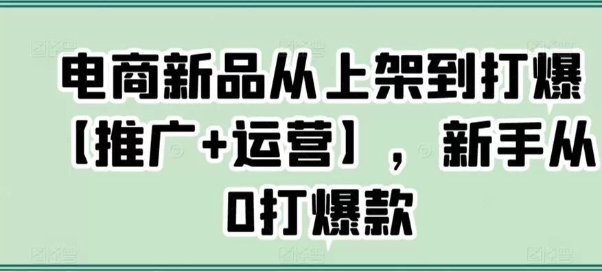 电商新品从上架到打爆【推广+运营】，新手从0打爆款 - 淘客掘金网-淘客掘金网