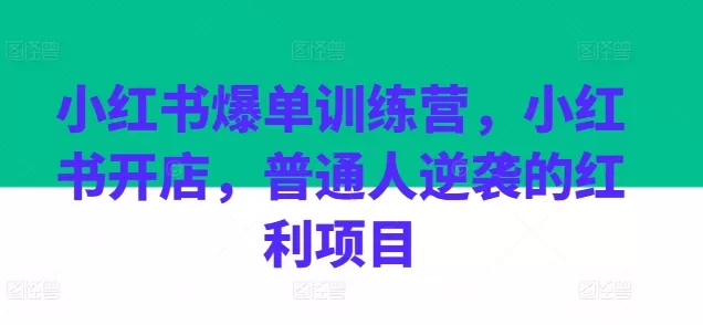 小红书爆单训练营，小红书开店，普通人逆袭的红利项目 - 淘客掘金网-淘客掘金网