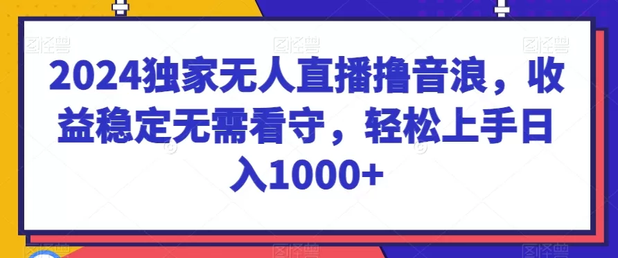 2024独家无人直播撸音浪，收益稳定无需看守，轻松上手日入1000+ - 淘客掘金网-淘客掘金网