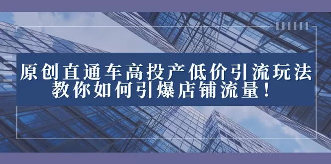 2023直通车高投产低价引流玩法，教你如何引爆店铺流量！ - 淘客掘金网-淘客掘金网