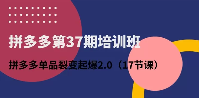 拼多多第37期培训班：拼多多单品裂变起爆2.0（17节课） - 淘客掘金网-淘客掘金网