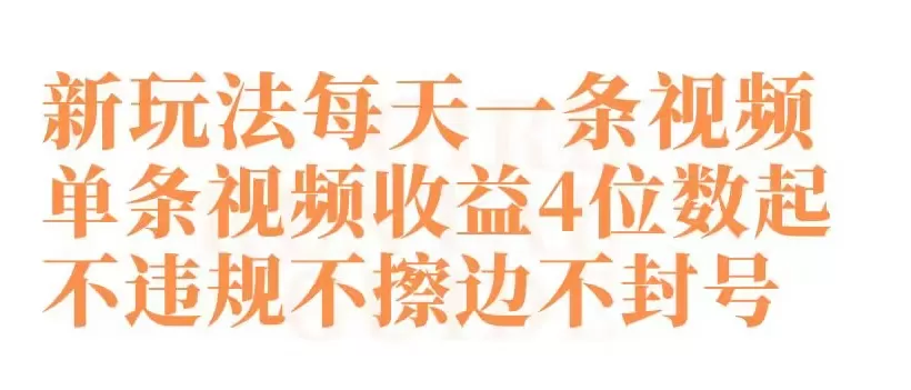 快手新玩法每天一条视频单条视频收益4位数起不违规不擦边不封号 - 淘客掘金网-淘客掘金网