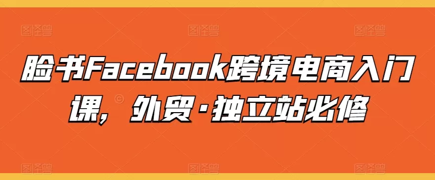 脸书Facebook跨境电商入门课，外贸·独立站必修 - 淘客掘金网-淘客掘金网