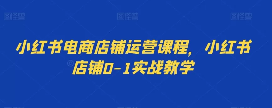 小红书电商店铺运营课程，小红书店铺0-1实战教学 - 淘客掘金网-淘客掘金网