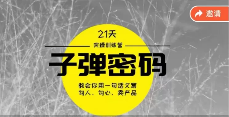 《子弹密码训练营》用一句话文案勾人勾心卖产品，21天学到顶尖文案大师策略和技巧 - 淘客掘金网-淘客掘金网