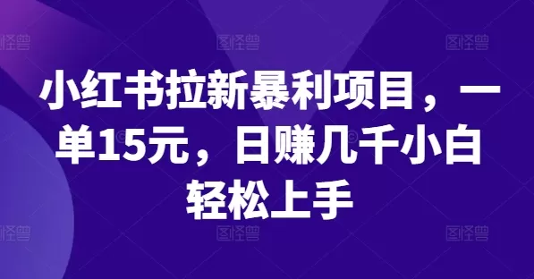 小红书拉新暴利项目，一单15元，日赚几千小白轻松上手 - 淘客掘金网-淘客掘金网