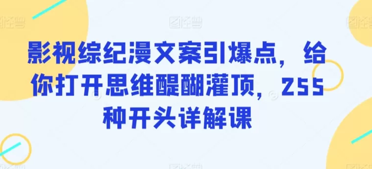 影视综纪漫文案引爆点，给你打开思维醍醐灌顶，255种开头详解课 - 淘客掘金网-淘客掘金网