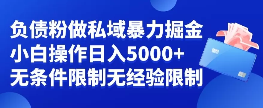 负债粉私域暴力掘金，小白操作入5000，无经验限制，无条件限制 - 淘客掘金网-淘客掘金网